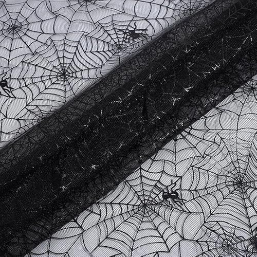 300 x 150cm Spinnennetz Netzstoff zum Nähen,Halloween Hexe Spinnennetz Stoff Netzstoff Dekostoff Kostümstoff zum Nähen Leichter Glanz Glitzer Tüllstoff Für Halloween Kleidung Basteln Party Dekoration