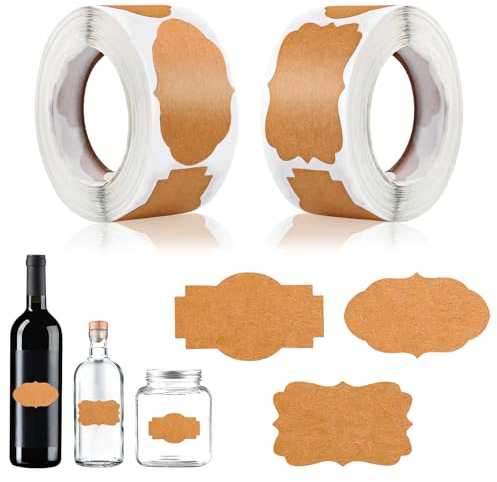 600Stück Kraft Etiketten Aufkleber,2 Rollen Kraft Paper Etiketten Selbstklebend,Marmeladen Etiketten,Danke Schön Aufkleber Rund Selbstklebend Dankeschön Sticker Hochzeit,für Flasche,Geschenkverpackung