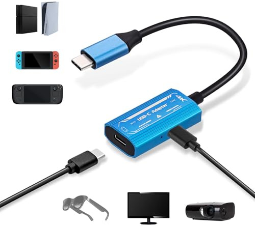 Mcbazel USB-C Adapter für AR-Brillen,Unterstützt 4K@60Hz 1080p@60Hz Auflösungen 100W PD Schnellladung,USB-C Male zu Female Adapter für PS5/PS4/Switch/Xbox/Steam Deck/ROG Ally/XREAL/RayNeo/Rokid
