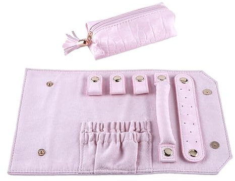 Generisch Reise-Schmucktasche, Reise-Schmuck-Organizer, Tragbarer Ohrring-Organizer, Schmuckbeutel, Schmuckhalterbeutel, Schmuckrolle für Ringe, Halsketten, Ohrringe und Armbänder