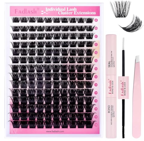 FADLASH DIY Lash Extension Set Wimpern Set für Wimpernverlängerungs-Anfänger Wimpernverlängerung Set 200D Wimpern Extensions Set mit Wimpernkleber und Pinzette 0.07D 8-16MIX (Set-200D-0.07D,MIX)