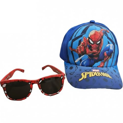 Set Cappello e Occhiali da Sole Bambino Kit Berretto Baseball Protezione UV con Visiera per Bambini Regolabile Regali per Ragazzi (per Spiderman)