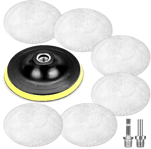 9 Pezzi polish auto, 100mm tamponi lucidatura auto, Smerigliatrice angolare Copertura per lucidatura Spugna per lucidatura, con 6 manici angolati, M10 Adattatore rotondi (100)