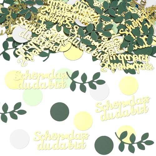 GoldRock Schön Dass Du Da Bist Konfetti Geburtstag Groß 2,5-7 cm, 200 Stk Tischdeko Hochzeit, Glitzer Streudeko Geburtstag Tischdeko Taufe Silvester, Streudeko Hochzeit Grün, Schön Das Du Da Bist Deko