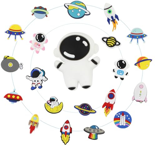 Cinsenten 21 dijes para zapatos, diseño de cohete, astronauta, nave espacial, accesorios para zapatos, decoración de zapatos de dibujos animados, regalos decorativos para adolescentes, niños y