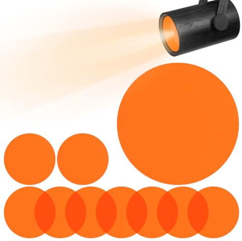 Angoily 10 pellicole colorate in gel, resistenti al calore, per lampade e colori, in gel, a testa rotonda, per lampada da studio