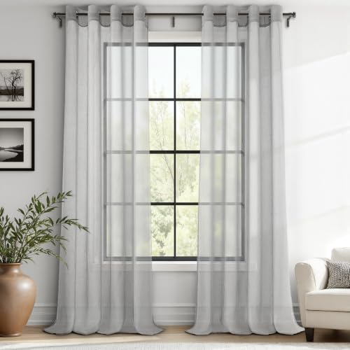 MRTREES gardinen grau 2er Set, vorhänge 230 cm lang 140 cm breit, gardinen Wohnzimmer modern, Schlafzimmer gardine und vorhänge lichtdurchlässig