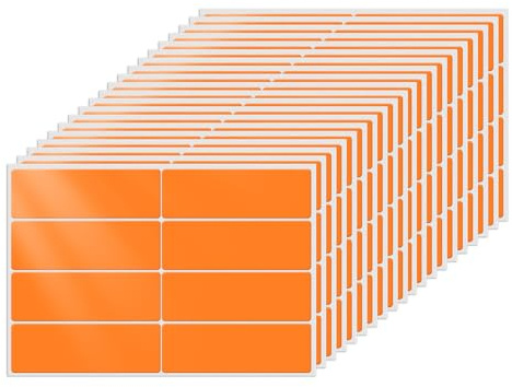 FINDAT Orange Rechteckig Etiketten 75 x 25 mm selbstklebend 160 Stück | Namensschilder Aufkleber, Klebeetiketten, wasserfestes Vinyl, Büro, Haus, Schule, DIY