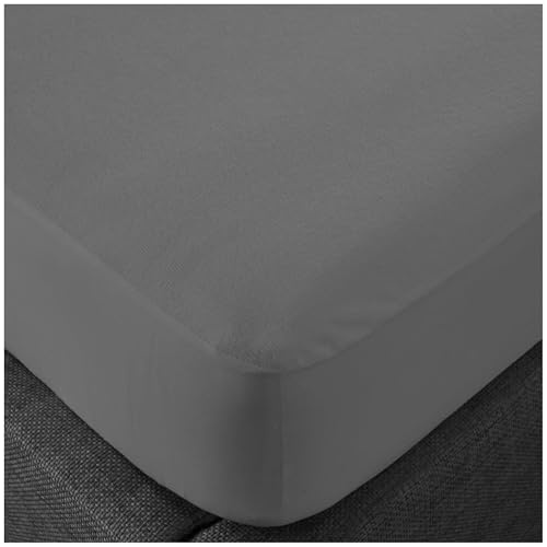 VELVETIO Waterproof Terry Towelling Mattress Protector, Soft Polycotton Non Allergic Fitted Sheet, Crinkle Free, Moisture Wicking, 30cm Deep Topper Cover, Double Size, Charcoal