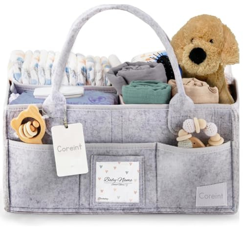 Coreint Nappy Caddy Organiser Large,Diaper Caddy,Unique Stylish Baby Shower Gifts For Mum Nursery Storage Basket - New Born Gifts -,Newborn Essentials - Nursery Decor- Baby Accessories