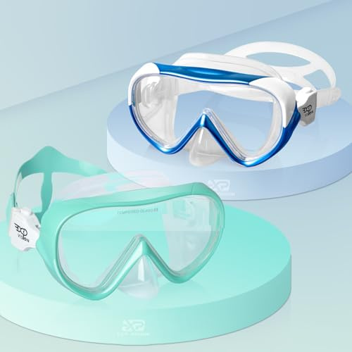Gafas de buceo para niños, 180°, panorámica, máscara de buceo, antiniebla, máscara de buceo de cristal templado, máscara de natación, máscara de buceo, máscara de buceo para niña, gafas de natación