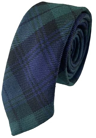 Great British Tie Club Men's Black Watch Tartan Skinny Thin Width Neck Ties