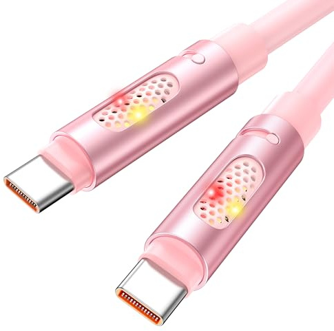 RAVIAD Cavo USB Type-C Ricarica Rapida 1M, 240W Cavo USB C USB C PD3.1 QC3.0 con luce RGB, Cavo Type C to Type C per iPhone 16/15 Pro Max, Galaxy S24 S23 S22, MacBook Pro/Air, Pad Pro/Air, laptop