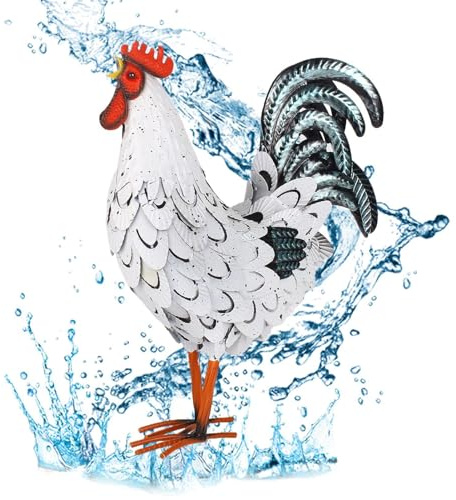 zjhukfmc Metal Chicken Statue Outdoor, Chicken Garden Statue, Iron Chicken Figurine -Rooster Garden Statues, Animal Sculpture for Backyard, Patio, Kitchen Home