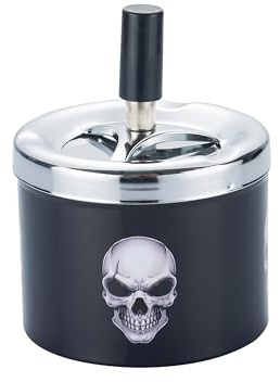CHAMP Drehaschenbecher in schwarz mit Totenkopf Design (Champ Skull Drehaschenbecher Design 4)