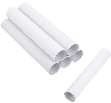 sourcing map Lot de 6 tubes en carton ondulé pour travaux manuels, peinture, dessin, fournitures artistiques, projets de bricolage, 24 x 4 cm, blanc