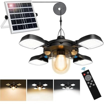 BatdTech Lampada Solare Esterna con 5M Cavo, 192 LEDs Faretto Led da Esterno con 5 Modes Sensore di Movimento e Telecomando, 4400mAh Lampioni Luci Solari da Giardino per Giardino Garage