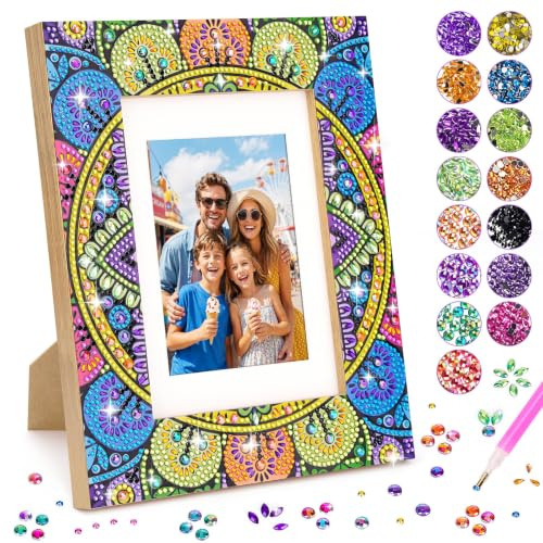Geschenk Mädchen 6 7 8 9 10 Diamond Painting Kinder Bilderrahmen, Bastelset Kinder Basteln Mädchen 5-6-7-8-9-10-11-12 Jahre Mosaik Bastelset Spielzeug ab 4-12 Jahre Home Decor Geburtstagsgeschenk