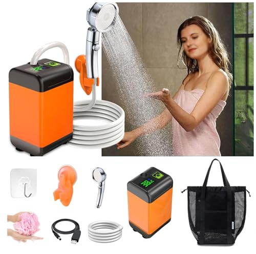 ZaiZaiSMao Portable Shower Pump 7800mAh Rechargeable, Battery Powered Shower Lasting-170-200 Mins Portable Shower for Outdoor Shower, Pet Bath, Car Washing