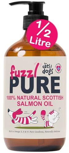Fuzzl Scottish Salmon Oil for Dogs and Cats 500ml – Pure Cold-Pressed Omega 3, 6 & 9 Supplement – Supports Skin, Coat, Joints & Heart Health – Natural Anti-Itch Dog Fish Oil Premium & Sustainable