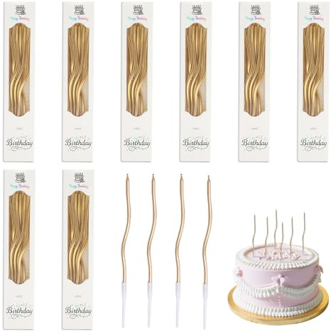 VOSSOT 48 pcs candeline compleanno particolari - Eleganti candele compleanno dal design curvo,candele compleanno particolari per matrimoni, feste e cene, per torte e decorazion