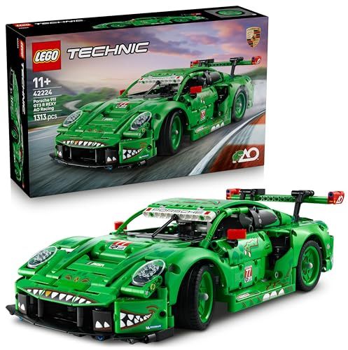 LEGO Technic Voiture Porsche 911 GT3 R Rexy AO Racing - Jouet Voiture - Maquette avec Moteur 6 Cylindres & Design Dinosaure - Cadeau pour Garçon dès 11 Ans & Fans de Sport Automobile 42224