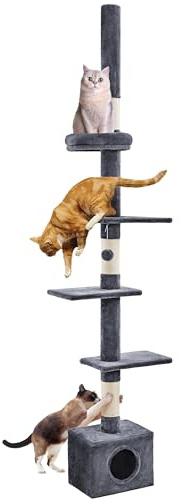 Yaheetech Torre Rascador para Gatos en Altura Ajustable 226-266cm Gris