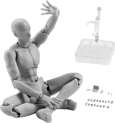 Mini Action Figure Gesti mobili Modello leggero in PVC Supporti per bambole Body-Chan Set con supporto piedistallo per schizzi, pittura, disegno maschile, decorazioni natalizie