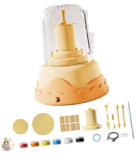 HHRJNUST Elektrisches Töpferscheiben-Set für, DIY-Malzubehör für Jungen und Mädchen, professionelles Lernspielzeug, Töpfermaschine, Kunsthandwerksset