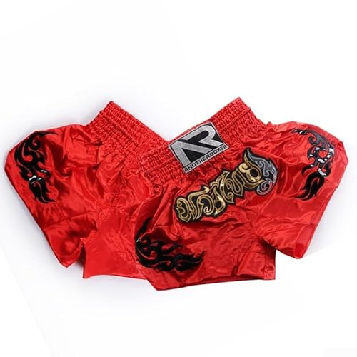 Anotherboxer MMA - Pantalones cortos de lucha para niños, transpirables, para entrenamiento de kickboxing (talla XL, rojo)