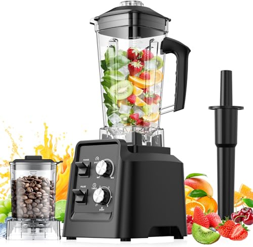 Blender with Self-Cleaning & 20oz Grinder - 1400W Countertop Blender for Smoothies, 68oz Dishwasher Safe Jar, Crushes Ice & Frozen Fruits, Multi Speeds & Pulse, Black