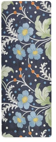 William Morris Yogamatte mit blauen Blumen, 1 mm, für Pilates, bedruckt, rutschfest, Yogamatte, Handtuch und Tasche, 180,3 x 66 cm