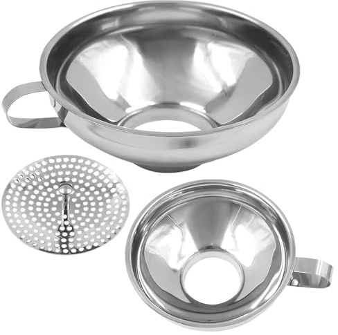 3 Pack Canning Funnels Stainless Steel, Kitchen Jam Funnel with Handle for Transferring Fluid Oil Powder Beans Jam