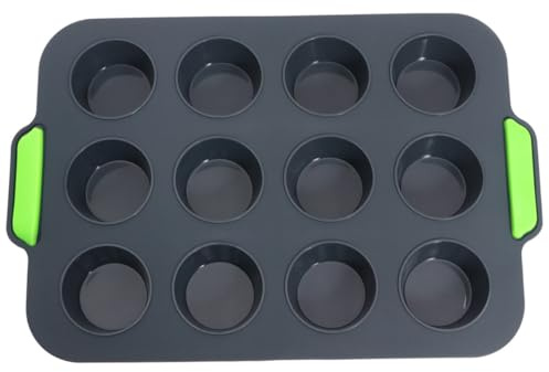 PRETYZOOM Stampo in Silicone 12 Tazze Buona Elasticità e Facile da Pulire per Muffin per Dolci come Crostatine e Torte, per Casa e Negozio