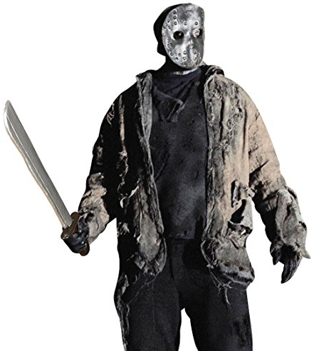 NET TOYS Jason Maske und Machete Halloweenmaske und Säbel Horrormaske und Messer Mörder Waffe Halloween Hockeymaske Horror Kostüm Zubehör