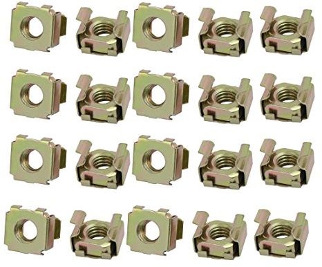 Sourcingmap 20pcs M8 Carbon Steel Captive Cage Nut Brass Tone for Server Shelf Cabinet