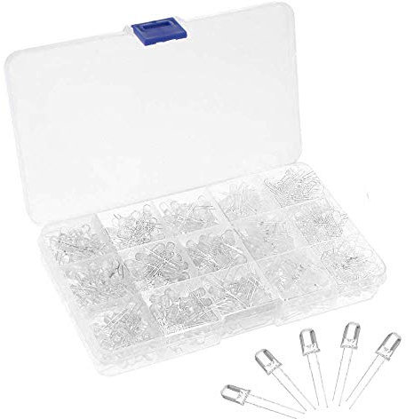 Gasea 500pcs 5mm LED Light Emitting Diodes, Clear Lens Round Head Bulb Lamp Kit, 2 Pin Assorted LEDs for Electronic Components, 5 Colors x 100Pcs