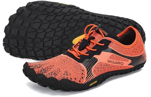SAGUARO Unisex barfotaskor, snabbtorkande barfotaskor, badskor, löparskor, för utomhus, sport, minimalistiska, - apelsin - 42 EU
