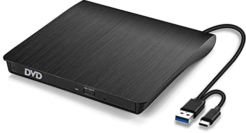 BEVA External CD Drive, USB 3.0 Portable CD/DVD +/-RW Drive Slim CD/VCD ROM Rewriter Burner Floppy Superdrive for Laptop Desktop PC Windows and Linux OS Apple Mac Macbook Pro