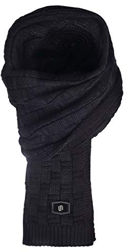 Leif Nelson Damen Herren Schal und Strickmütze Mütze für Winter Tracht Strick Wintermütze Winterschal Slouch Beanie Longbeanie Freizeitmütze Schwarz