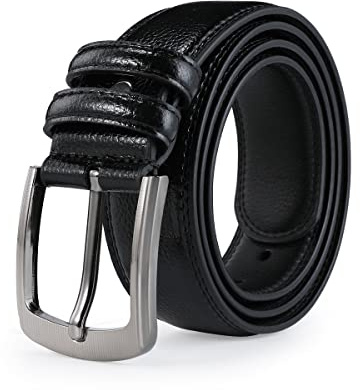 VRLEGEND Mens Belts Big and Tall 36-70 Men Leather Belt Casual Work Dress Belt,Black & Brown Colors (58-62 Waist, Black)