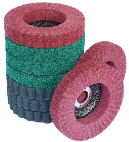 FPPO 7Pcs 4.5 x 7/8 Nylon Fiber Flap Disc Polishing Grinding Wheel,Scouring pad Buffing Wheel for Angle Grinder, Polishing Tools (Grit 320)