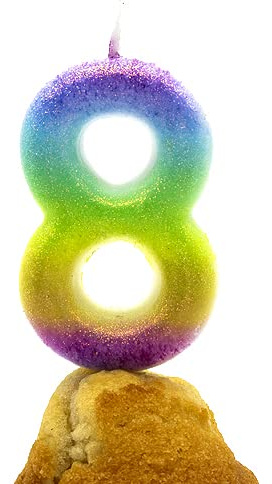 CABLEPELADO - Vela cumpleaños - celebracion - sin toxicos - sin humo - Numero de Tarta - fácil colocación - Número 8 - Multicolor