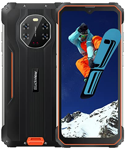 Blackview Smartphone Incassable BV8800, 6,58'' 90Hz FHD+, AI 50MP Quatre Caméras Vision Nocturne, Helio G96 8Go+128Go, Batterie 8380mAh, IP68 Téléphone Portable Étanche Android 11, GPS NFC Orange