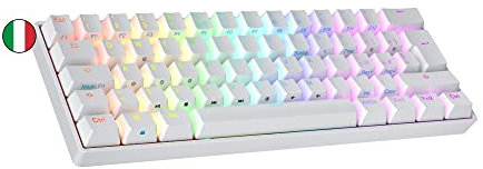 Ranked S60 Supernova Tastiera da Gioco Meccanica Mini 60% | Hotwap Gaming Keyboard | 62 Tasti LED RGB | Cavo USB | Per Mac, PC Windows | Layout italiano QWERTY (Bianco, Gateron Optical Brown)