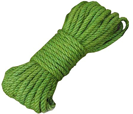 ZEALMAX 100 % natürliches, handgefertigtes Hanfseil, 8 mm, 20 Meter, für Bastelarbeiten, Gartendekoration, Seile, Verpackungsseile, Grün
