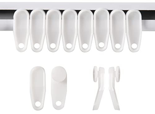 White Traverse Rod Slides Curtain Track Glider Hooks for Curtains(100 Pack)