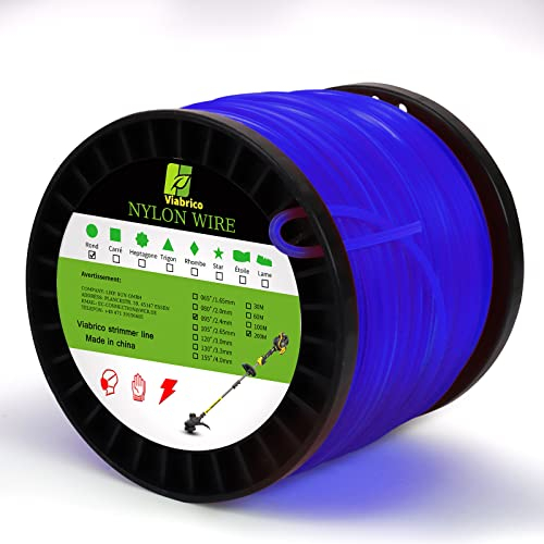 Viabrico Grass Strimmer Line Wire Cord, 200m x 1.6mm Heavy Duty Strimmer Wire, Nylon String Wire for Grass Strimmer Electric