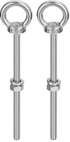 sourcing map Lot de 2 boulons à œil de levage M6 x 100 mm avec rondelle d'écrou en acier inoxydable 304 pour suspendre l'article