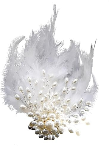 Broche éLégante Perles Plumes, Broche Plume Chapeau Femme, Accessoires De Costumes Des Années 20 Bandeau Plumes, Femmes Bijoux Pendentif Décoratif Pour Châles, Foulards Ou Ponchos, Broche,